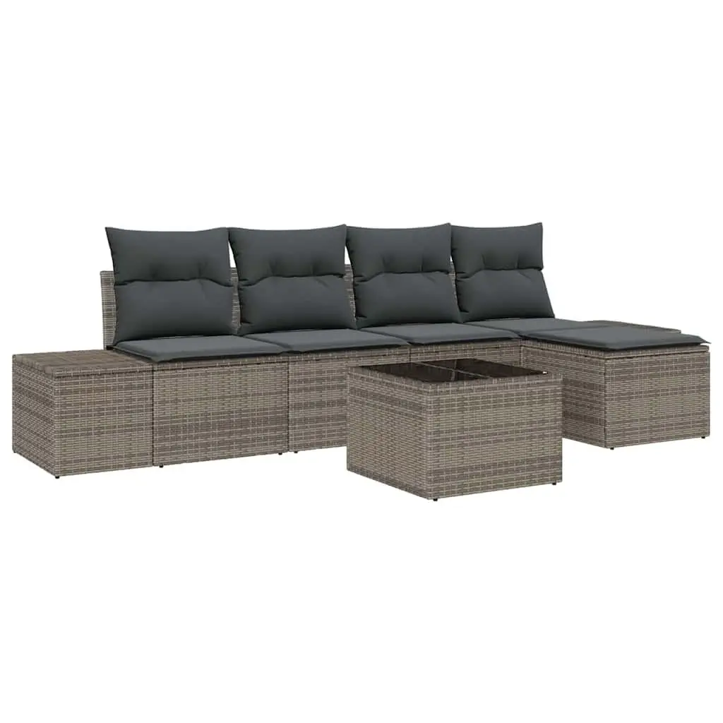 Outdoor Garden Sofa Set 5 Piece Modular Poly Rattan Light Grey Lounge Furniture