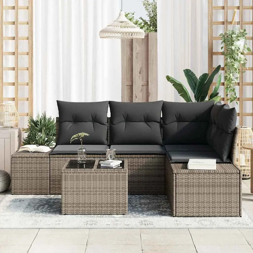 Modular Garden Sofa Set Outdoor Furniture Light Grey Poly Rattan