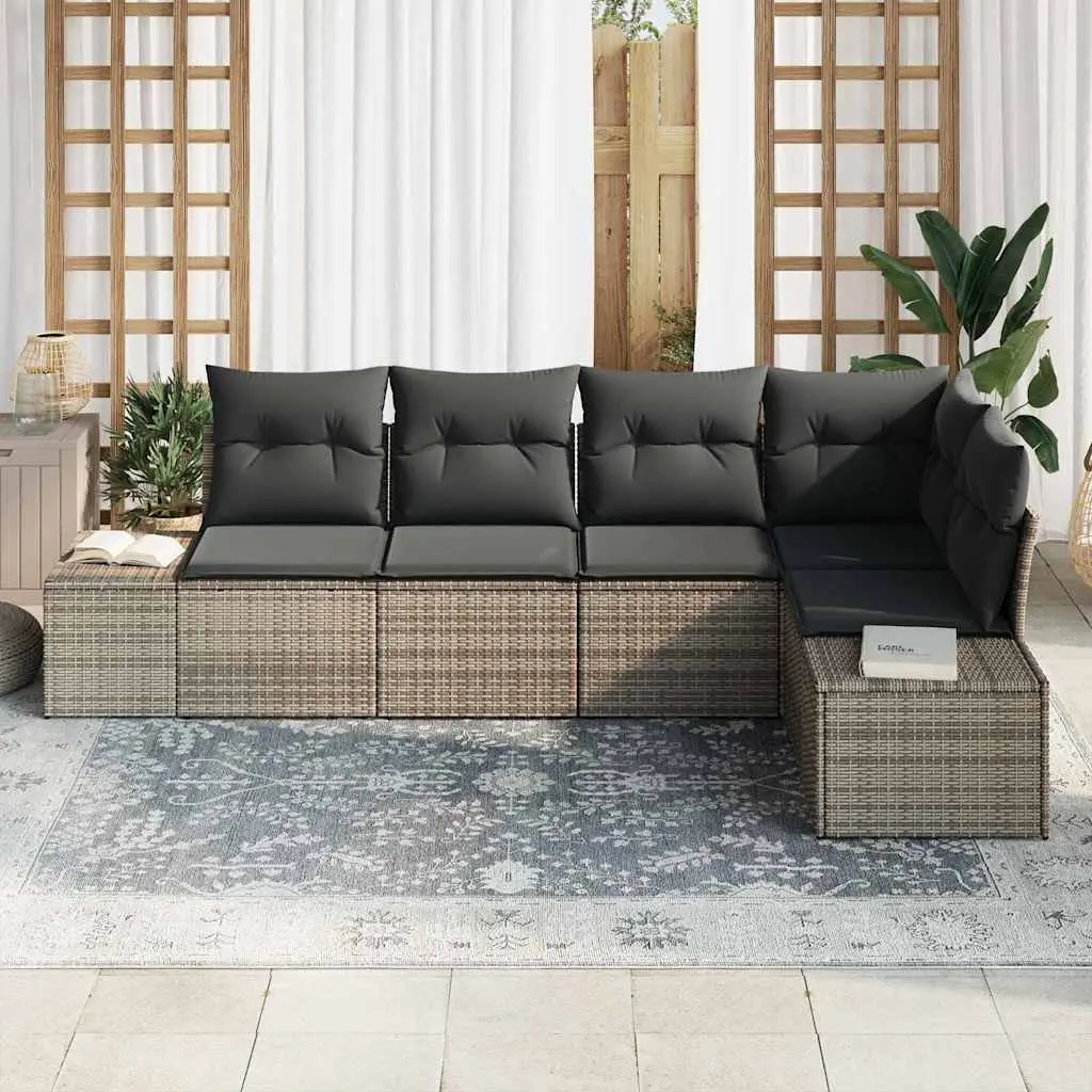 Outdoor Garden Sofa Set Modular Grey 5 Piece Patio Furniture