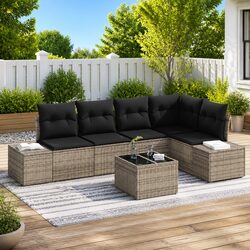 Reliable Light Grey Modular Garden Sofa Set with Storage