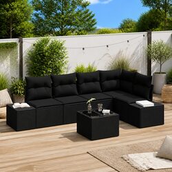 Comfortable and Durable Black Poly Rattan Sofa Set