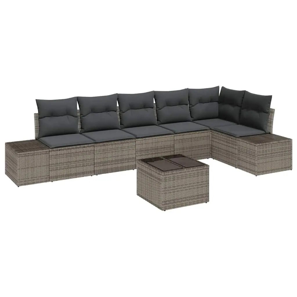Modular Garden Sofa Set with Storage Light Grey Outdoor Furniture Poly Rattan