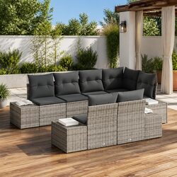 Reliable 7-Piece Grey Sofa Set with Practical Features
