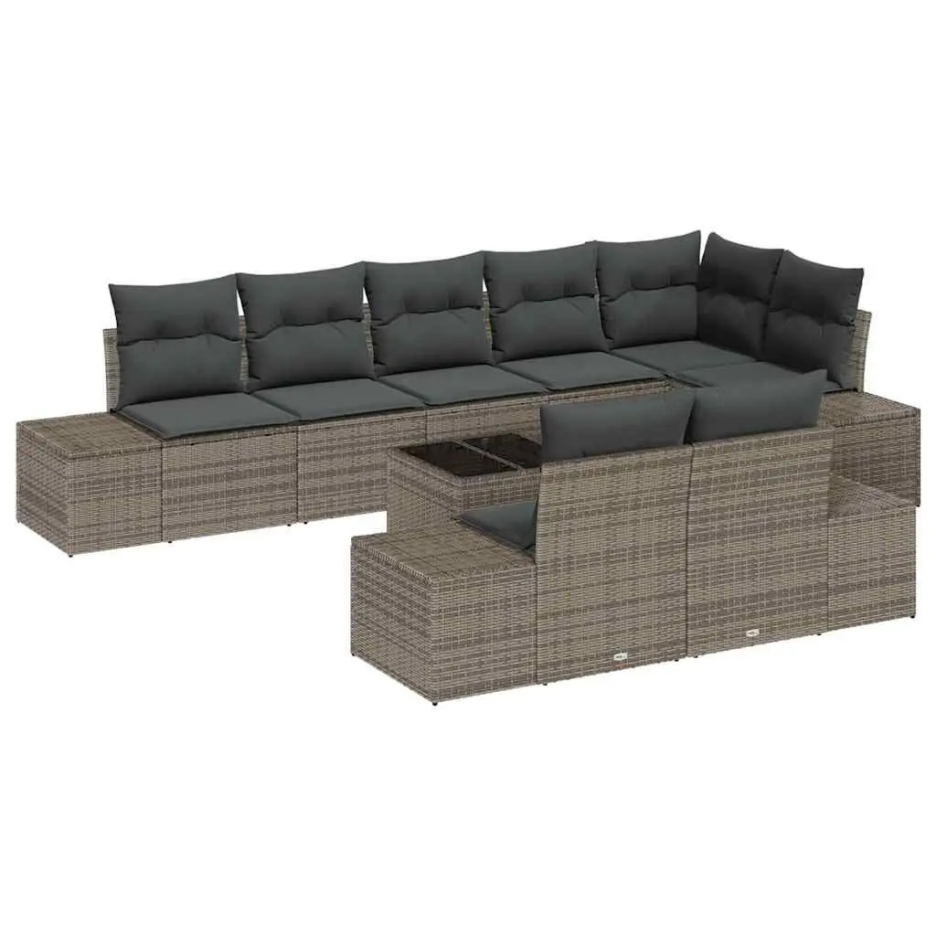 Garden Sofa Set Modular Outdoor Furniture Grey Poly Rattan with Storage Bag