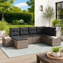 Comfort and Quality: 6-Piece Grey Outdoor Sofa Set