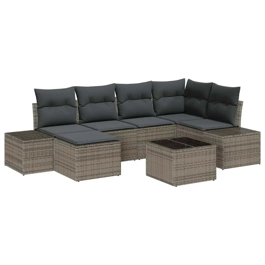 Garden Sofa Set 6 Piece Outdoor Furniture Grey Poly Rattan Modular Lounge Seating
