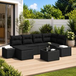 Comfortable and Stylish 6 Piece Black Garden Sofa Set