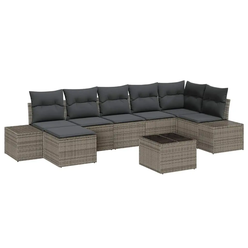 Garden Sofa Set 7 Piece Modular Outdoor Sectional with Cushions Storage Grey