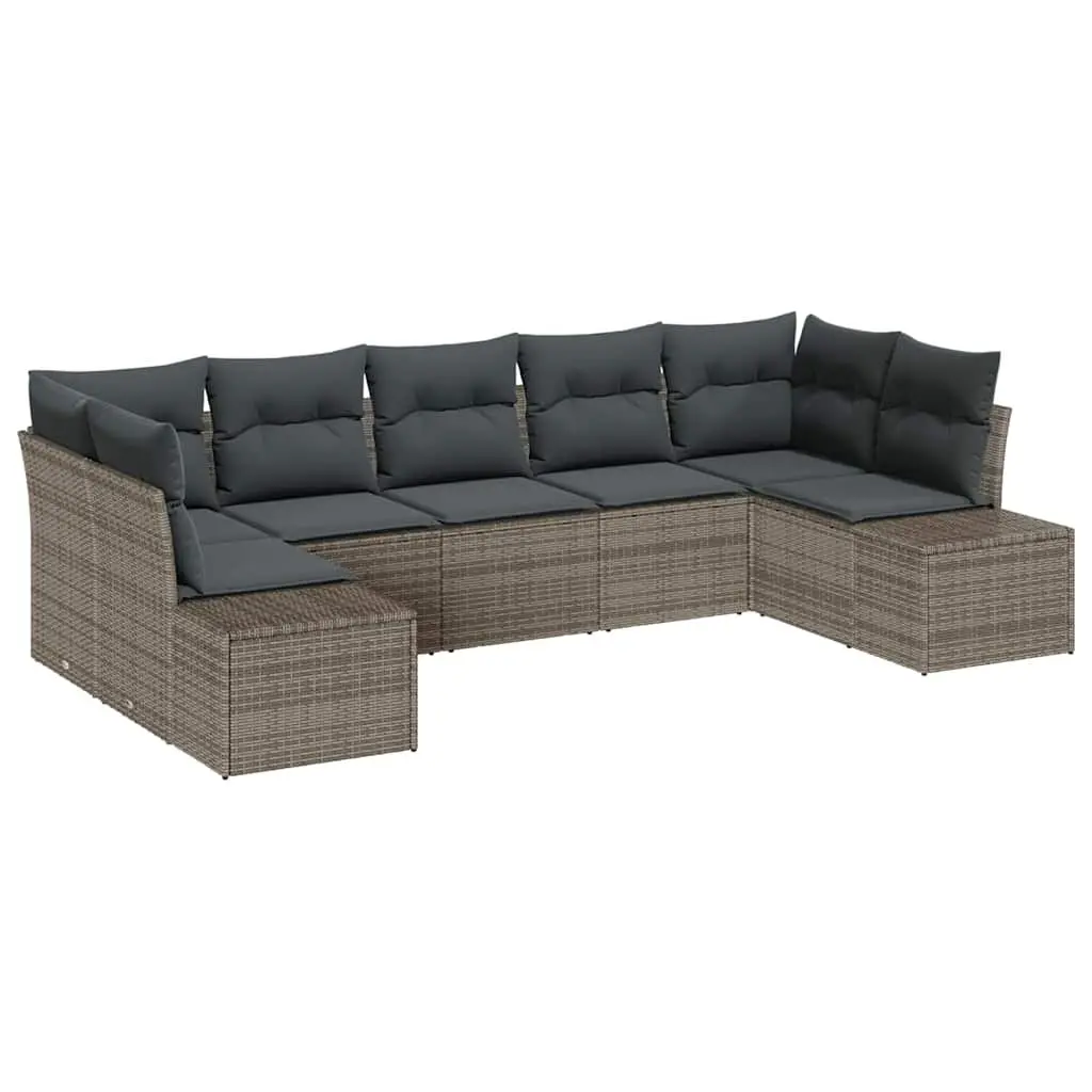 Modular Garden Sofa Set 7 Piece Outdoor Seating Grey Rattan with Storage
