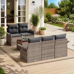 6-Piece Grey Outdoor Sofa Set: Comfort Meets Practicality