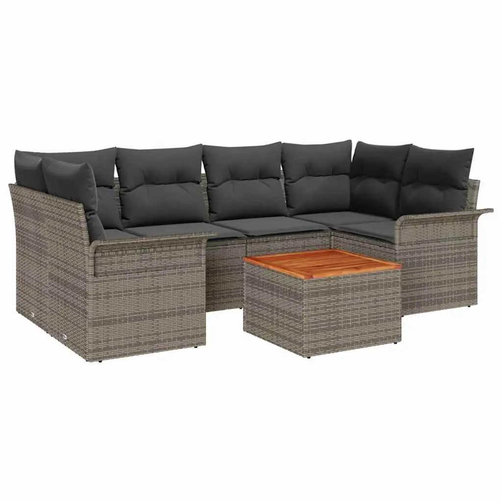 Garden Sofa Set Modular Outdoor Seating 7 Piece Grey Poly Rattan