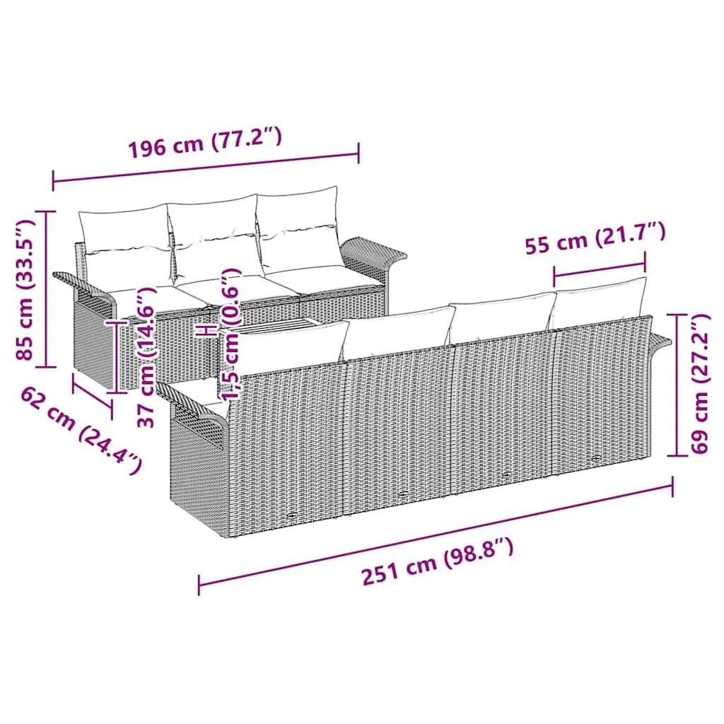 Grey Modular Garden Sofa Set with Storage