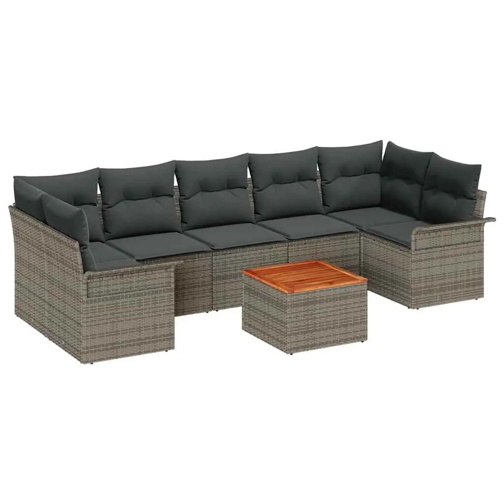 Modular Outdoor Sofa Set 8 Pieces Garden Seating Grey Poly Rattan