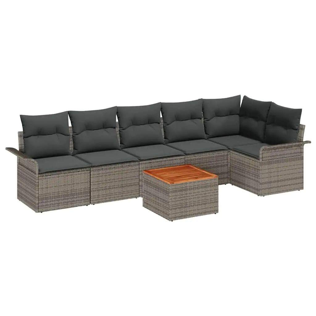 Modular Outdoor Garden Sofa Set 7 Pieces Grey Rattan Sectional Lounge Furniture