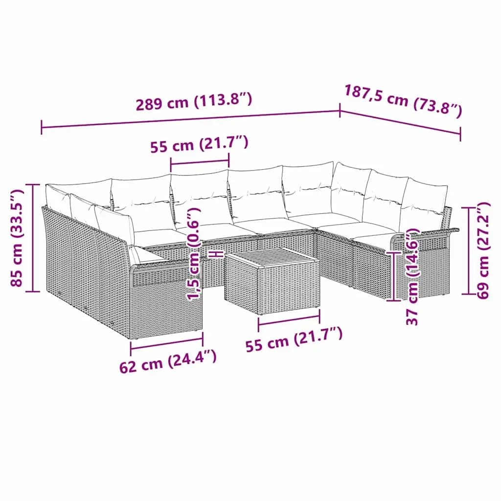10 Piece Garden Sofa Set