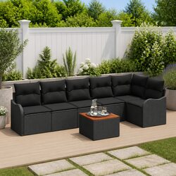 Quality Outdoor 7-Piece Sofa Set with Natural Acacia Touch