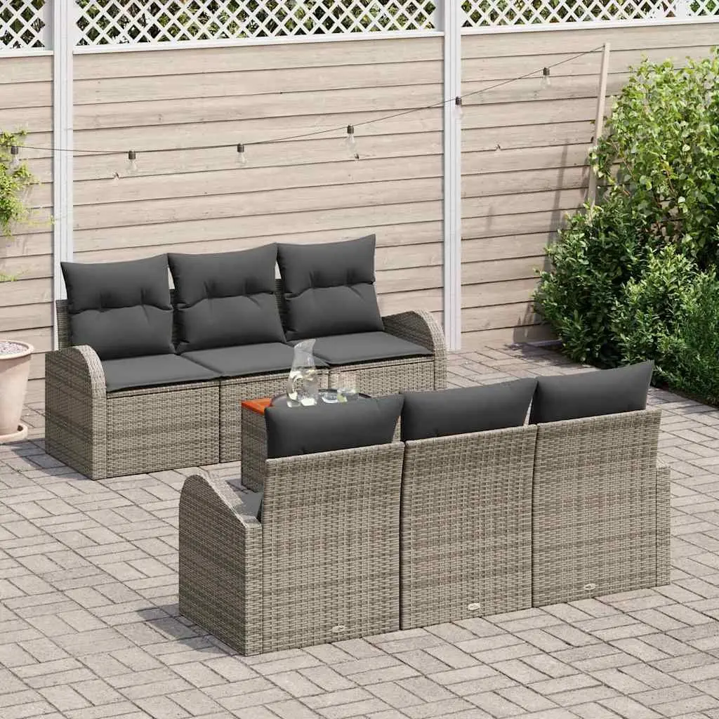 7 Piece Garden Sofa Set Modular Outdoor Furniture Grey Poly Rattan Seating