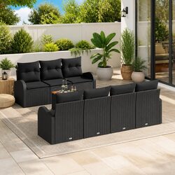 Garden Sofa Set 8 Piece Modular Outdoor Furniture Black Poly Rattan with