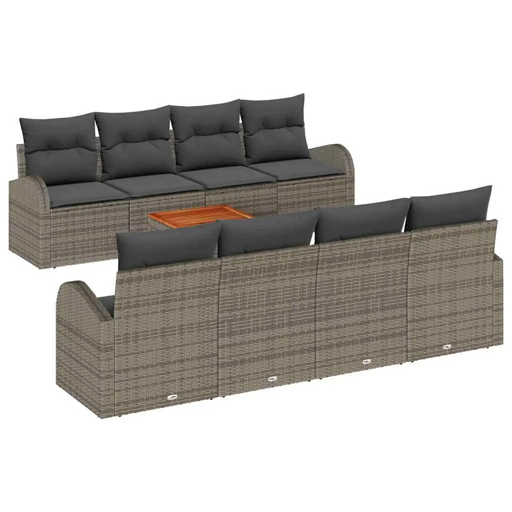 Modular Garden Sofa Set 9 Piece Grey Poly Rattan Outdoor Furniture with Storage