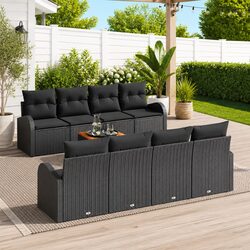 Affordable 9-Piece Black Modular Sofa Set for Outdoors