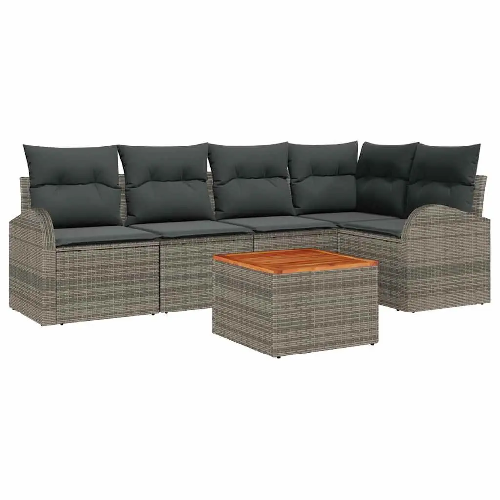 Garden Sofa Set Modular Outdoor Furniture 6 Piece Grey Poly Rattan with Storage