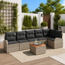 Comfortable and Functional 7-Piece Grey Outdoor Sofa Set