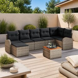 Value-Driven 8 Piece Garden Sofa Set in Grey