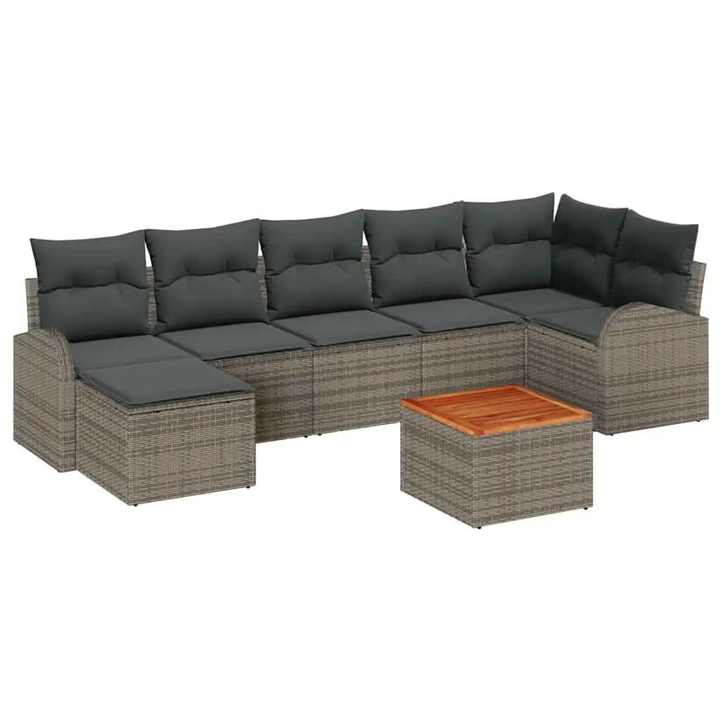 Modular Outdoor Garden Sofa Set Grey 8 Piece Poly Rattan Seating with Table