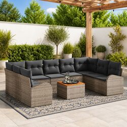 Quality Garden Sofa Set: 10 Modular Pieces for Outdoor Use