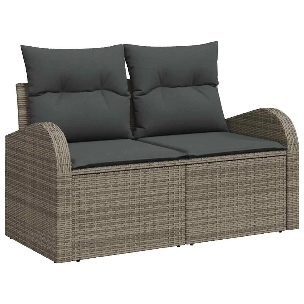 Garden Sofa Set Modular Outdoor Furniture 10 Pieces Grey Poly Rattan with
