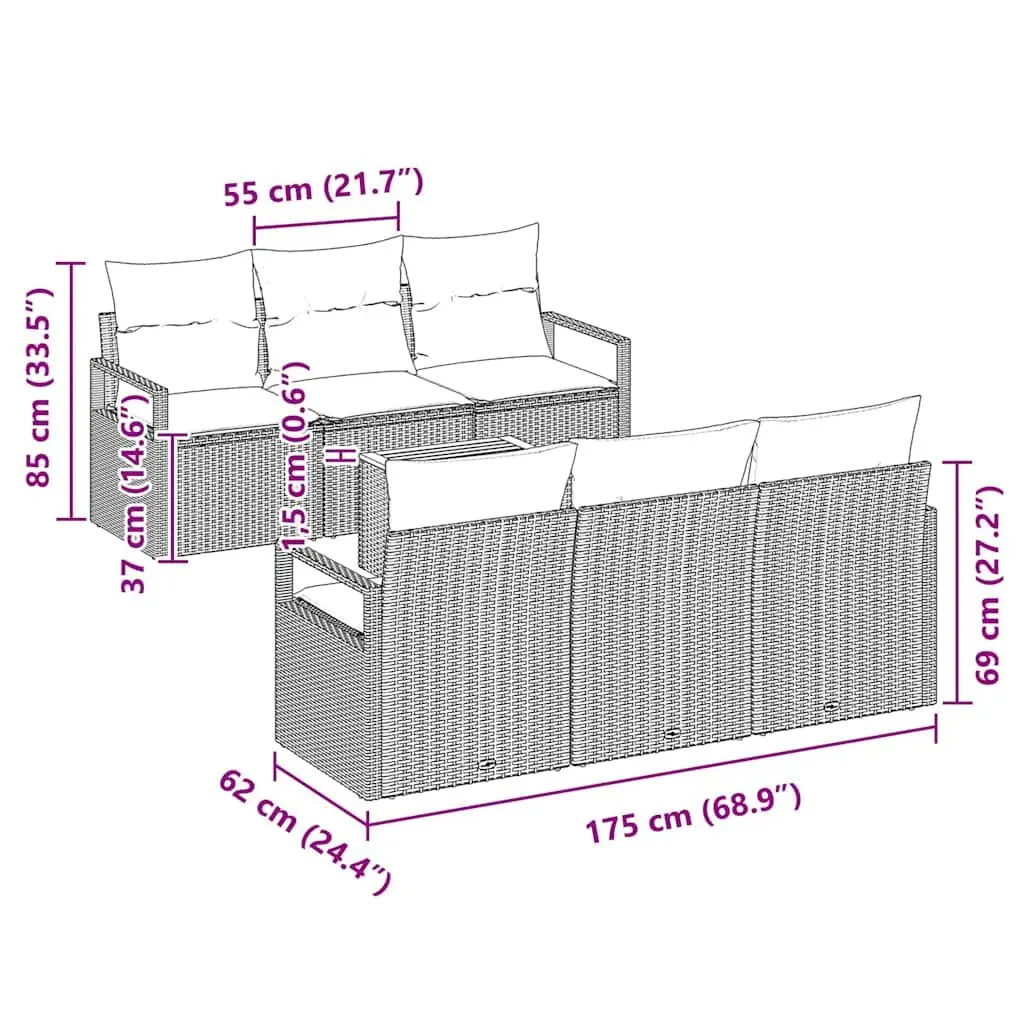 Garden Sofa Set Modular Outdoor Furniture 7 Piece Grey