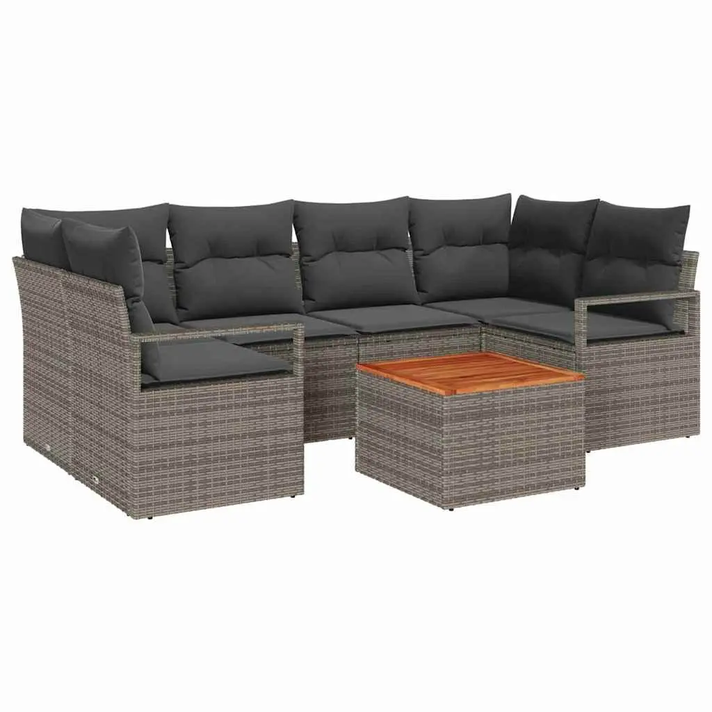 Modular Garden Sofa Set 7 Pieces Grey Outdoor Furniture
