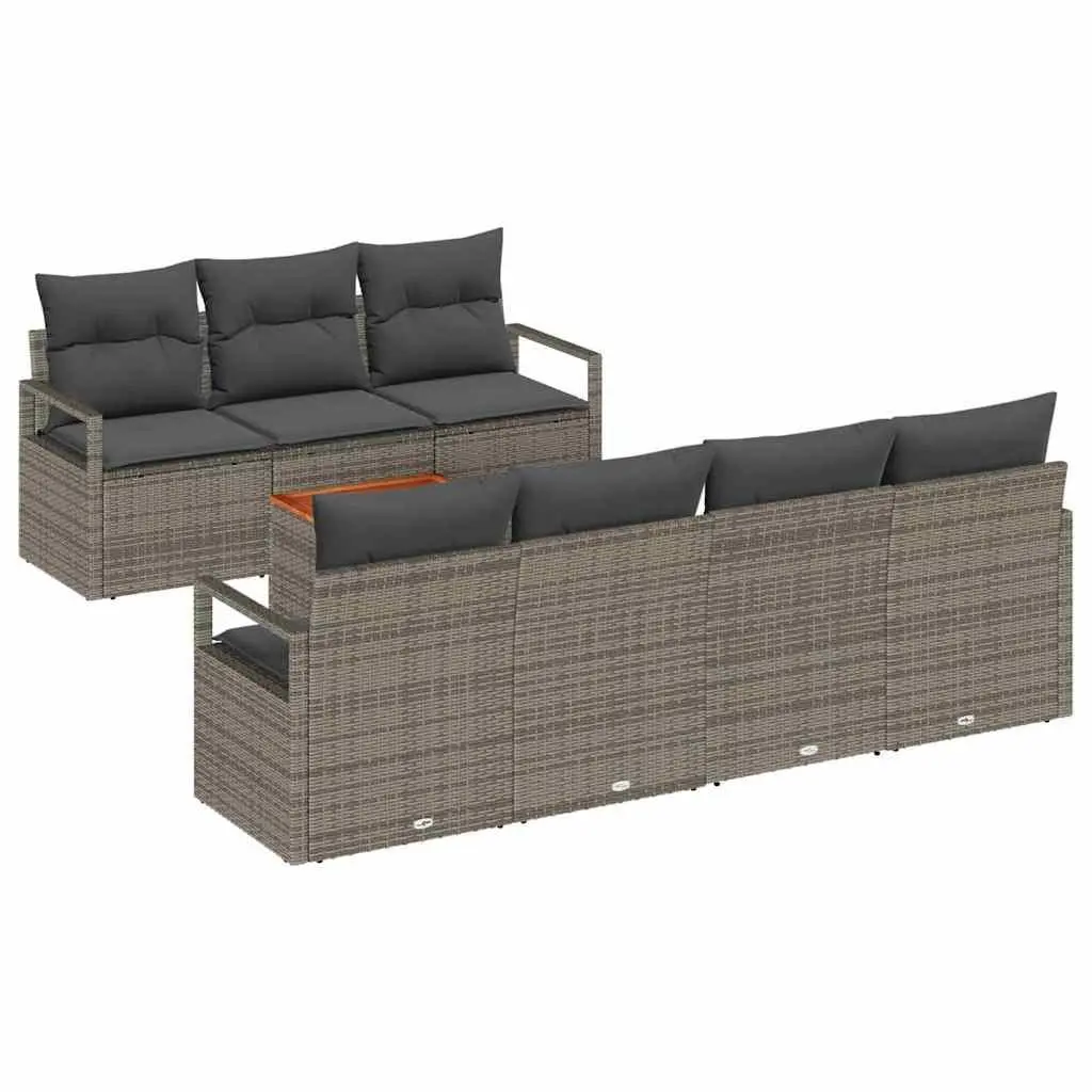 Garden Sofa Set Modular Outdoor Lounge 8 Piece Grey Poly Rattan Steel Frame