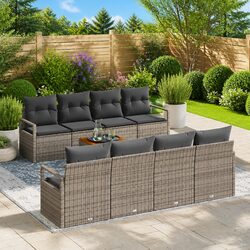Comfortable 9-Piece Grey Sofa Set for Relaxed Outdoor Living