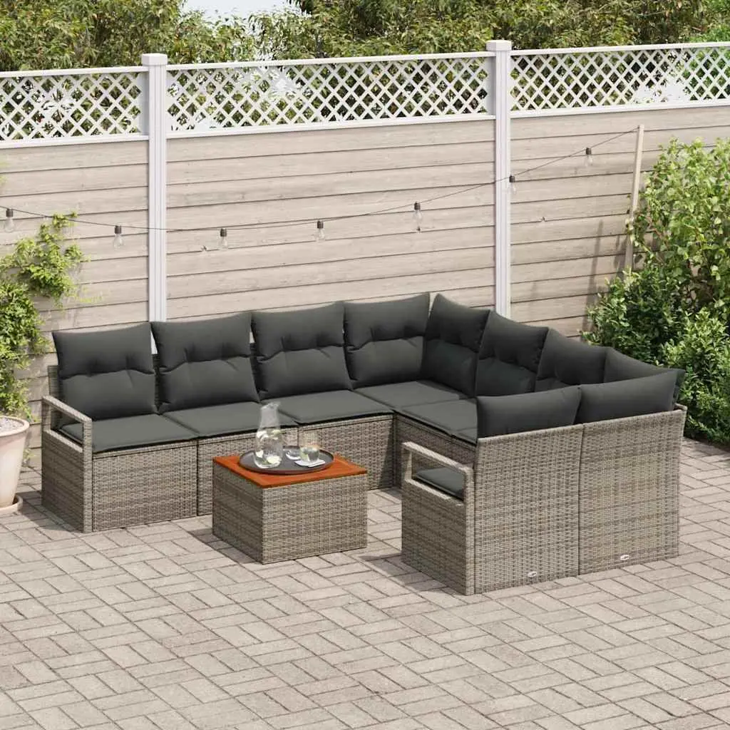 Garden Sofa Set Modular Outdoor Lounge Seating 9 Pieces Grey