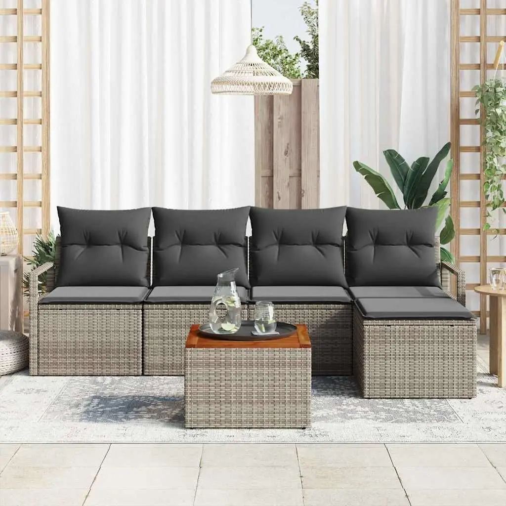 Modular Garden Sofa Set Outdoor Furniture Grey Poly Rattan 6 Piece