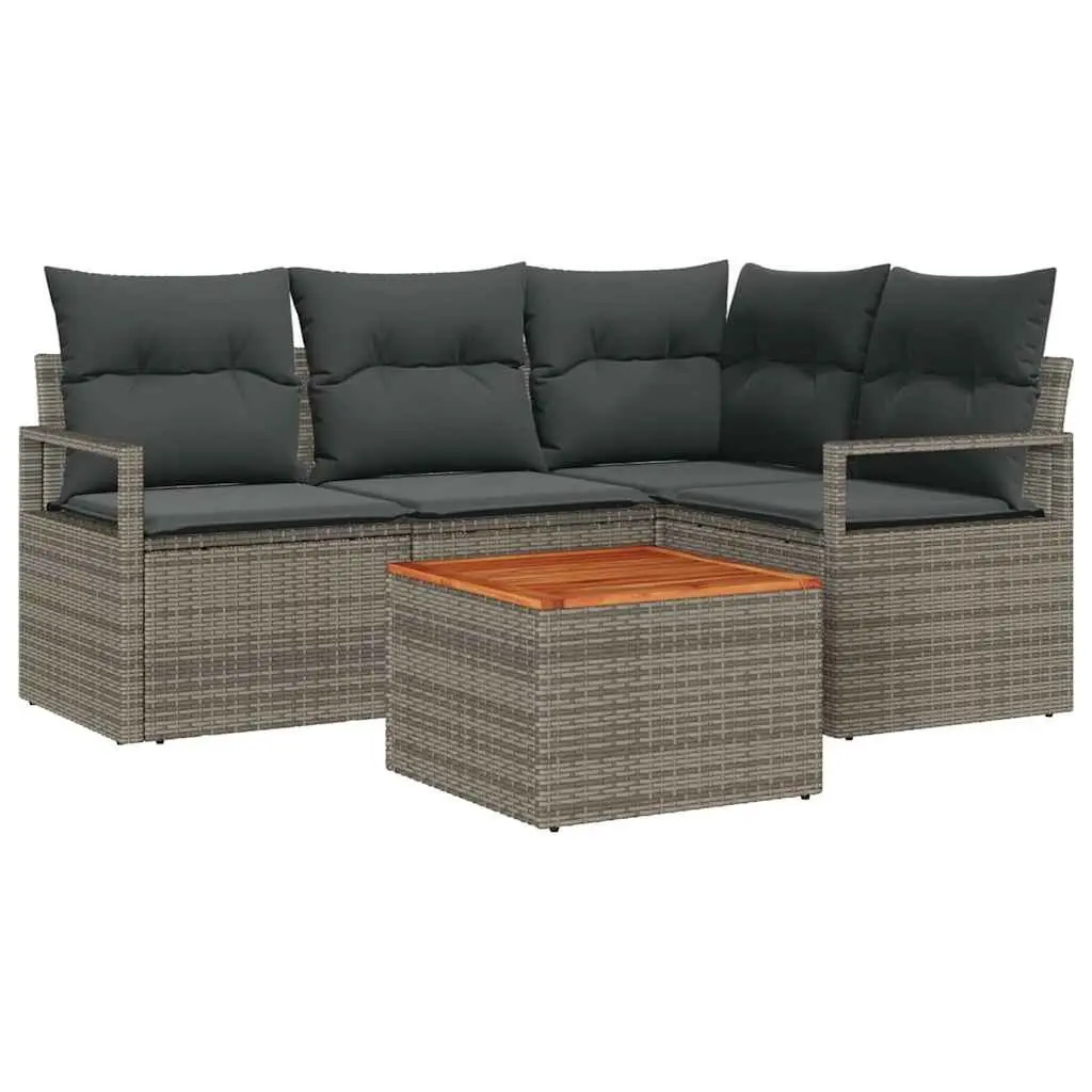 Garden Sofa Set 5 Piece Outdoor Lounge Furniture Modular Grey Poly Rattan with