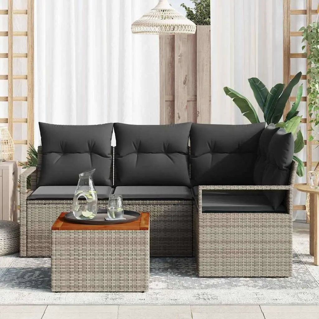 Garden Sofa Set 5 Piece Outdoor Lounge Furniture Modular Grey Poly Rattan with