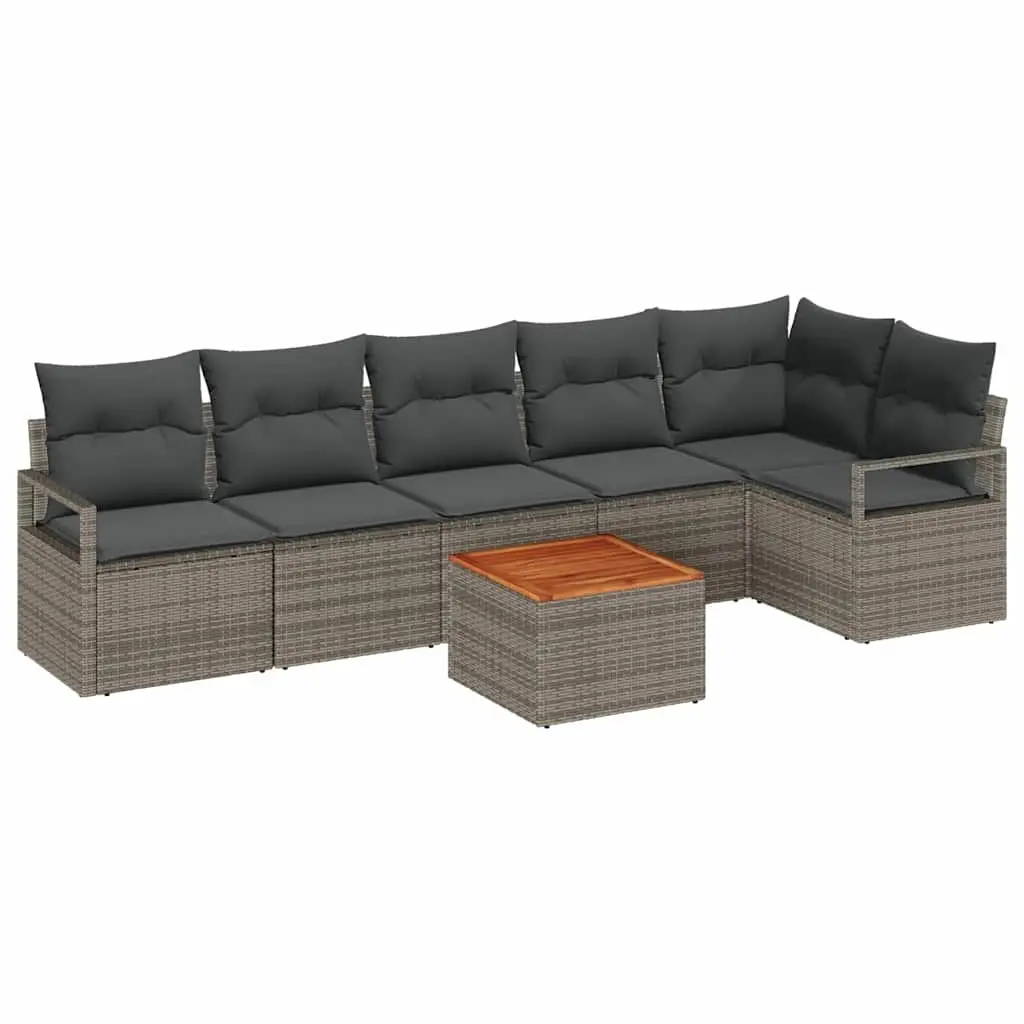 Garden Sofa Set Modular Outdoor Lounge 7 Piece Grey Poly Rattan