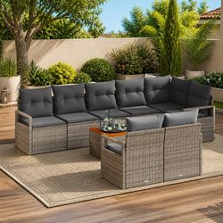 Affordable 9-Piece Modular Garden Sofa Set in Grey