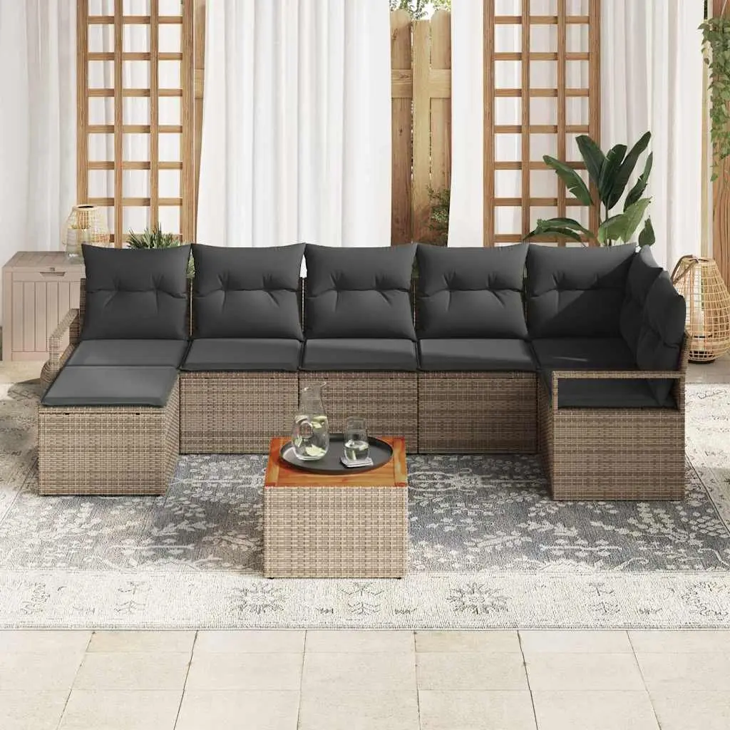 Modular Garden Sofa Set Outdoor Furniture 9 Pieces Grey Poly Rattan