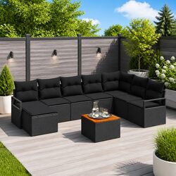 Reliable Black Garden Sofa Set with Storage Capability
