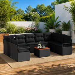 10-Piece Black Modular Garden Sofa Set