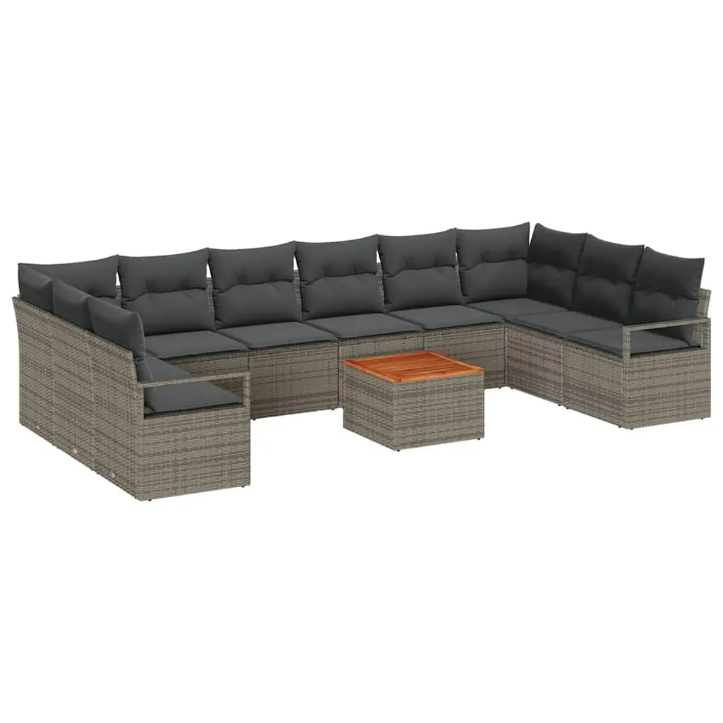 Modular Garden Sofa Set 11 Pieces Grey Outdoor Sectional Furniture