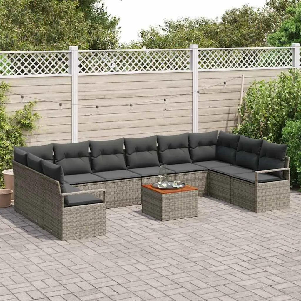 Modular Garden Sofa Set 11 Pieces Grey Outdoor Sectional Furniture