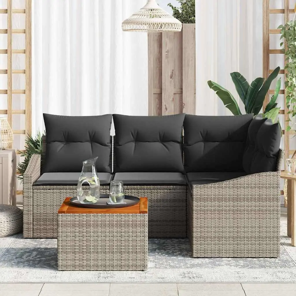 Outdoor Furniture Set 5 Piece Grey Poly Rattan Garden Sofa with Table and Storage Bag