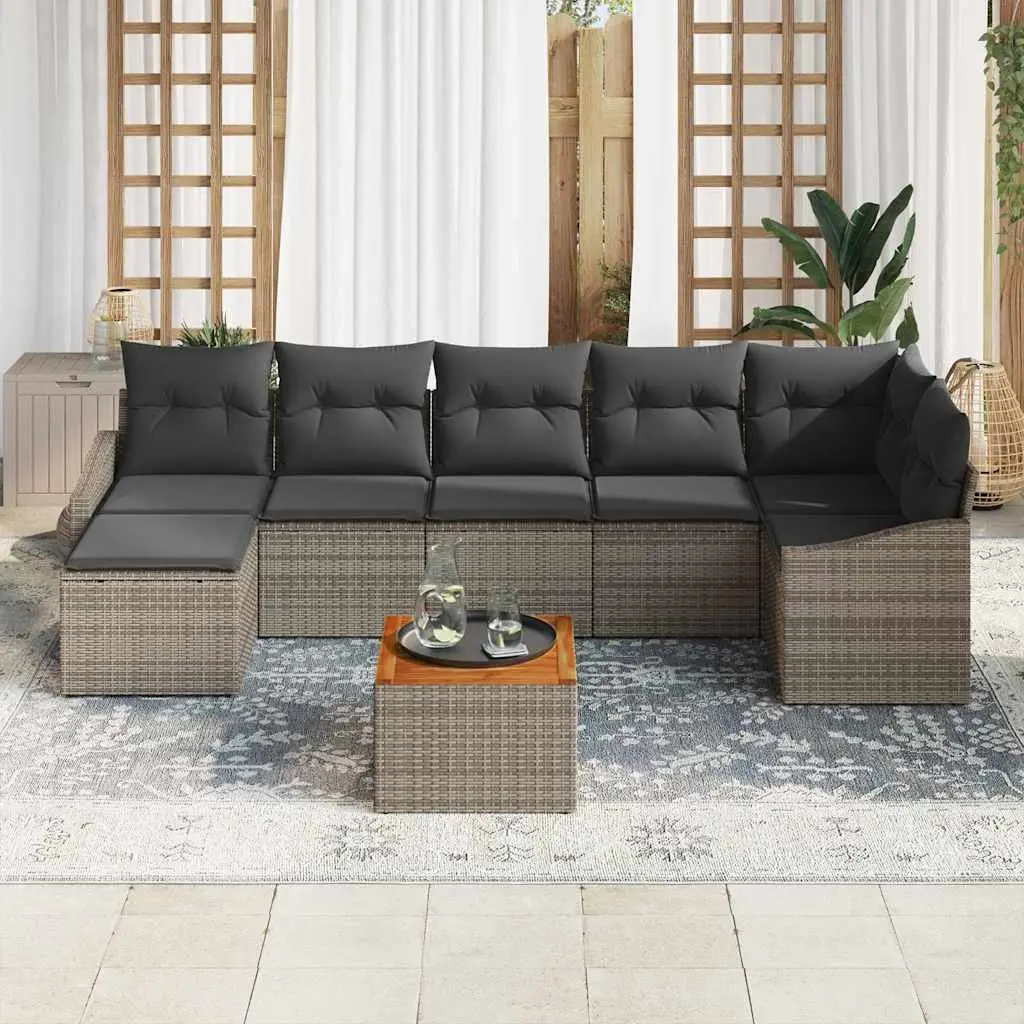 Garden Sofa Set 8 Piece Modular Outdoor Furniture with Storage Grey Poly Rattan