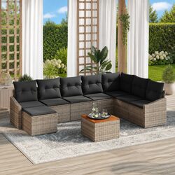 Comfortable 9-Piece Grey Outdoor Sofa Set with Storage