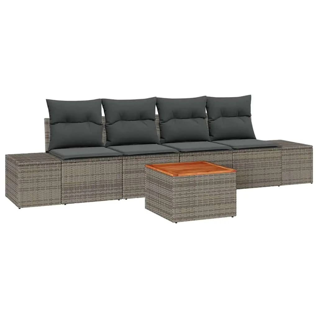 Outdoor Garden Sofa Set Modular 5 Pieces Grey Rattan Furniture Patio Lounge