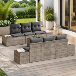 Reliable Garden Sofa Set: 7 Pieces in Grey